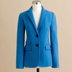J. Crew Wool Herringbone Leather Cuff Buttons Lined Blazer NWOT
